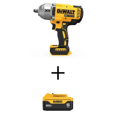 DeWalt DCF900BWDCB205, bundle: 20V MAX Lithium-Ion Cordless 1/2 in. Impact Wrench with 20V MAX Premium Lithium-Ion 5.0Ah Battery-Pack
