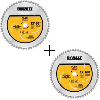 DeWalt DWAFV31260W31260, accessory: FLEXVOLT 12 in. 60-Teeth Carbide-Tipped Miter Saw Blade (2-Pack)