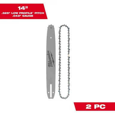 Milwaukee 49-16-2820, accessory: 14 in. Chainsaw Bar & Chain Combo with .325 in. Low Profile Pitch and .043 in. Gauge (photograph from the Home Depot listing)
