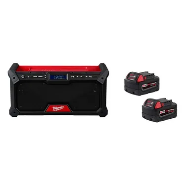 Milwaukee 2952-20-48-11-1852B, bundle: M18 18V Lithium-Ion Cordless Jobsite Radio w/ (2) M18 5.0 Ah Batteries