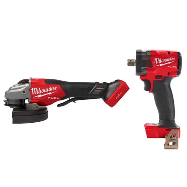 Milwaukee 3674-20-2855P-20, bundle: M18 FUEL 18-Volt Lith-Ion Brushless Cordless 7 in. Braking Grinder w/ Variable Speed w/ 1/2 in. Impact Wrench