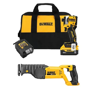 DeWalt DCF850P1WDCS380, bundle: ATOMIC 20V MAX Lithium-Ion Cordless Impact Driver Kit and 20V MAX Cordless Reciprocating Saw
