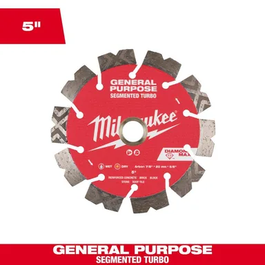 Milwaukee 49-93-9005, accessory: 5 in. DIAMOND MAX General Purpose Segmented Turbo Diamond Blade