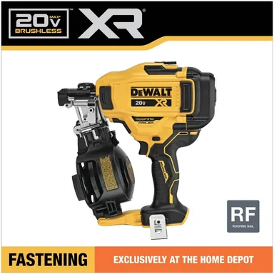 DeWalt DCN45RNB, bare tool: 20V MAX 15-Degree Electric Cordless Roofing Nailer (Tool Only) (photograph from the Home Depot listing)