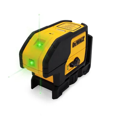 DeWalt DW083CG, standalone tool: 100 ft. Green Self-Leveling 3-Spot Laser Level with (2) AA Batteries & Case