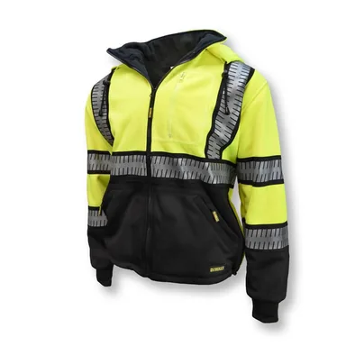DeWalt DSJ32-3ZGS-XL, unclassified: DSJ32 Unisex Extra Large Hi-Vis Green Polyester Fleece Jacket with Hood, Class 3