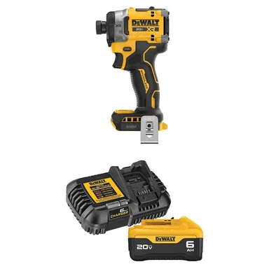 DeWalt DCF860BWDCB206C, bundle: 20V MAX XR Lithium-Ion Cordless Impact Driver with 6.0 Ah Battery Pack and Charger Kit