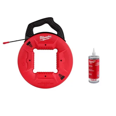 Milwaukee 48-22-4165-48-22-4135, bundle: 100 ft. Polyester Fish Tape with Non-Conductive Tip with Premium Synthetic Clear Lubricant