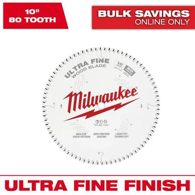 Milwaukee 48-40-1032, accessory: 10 in. x 80-Tooth Ultra Fine Finish Circular Saw Blade
