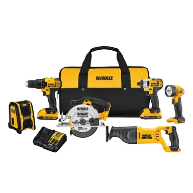 DeWalt DCK620D2, bundle: 20V MAX Cordless 6 Tool Combo Kit with (2) 20V 2.0Ah Batteries and Charger