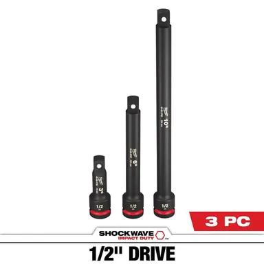 Milwaukee 49-66-6715, accessory: SHOCKWAVE Impact Duty 1/2 in. Drive Socket Extension Set (3-Piece)