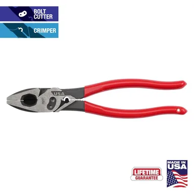 Milwaukee MT500C, unclassified: 9 in. Lineman's Pliers with Crimper / Bolt Cutter and Dipped Grip
