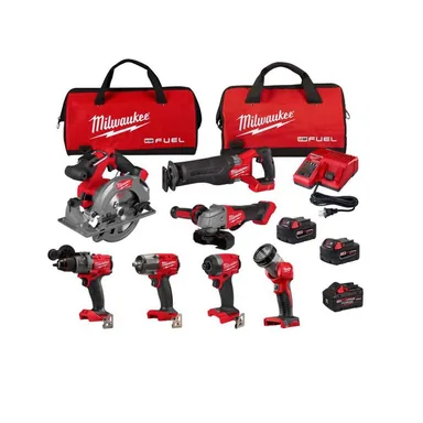 Milwaukee 3697-27-48-11-1881, bundle: M18 FUEL 18V Lithium-Ion Brushless Cordless Combo Kit w/ Three Batteries, 1 Charger, 2 Tool Bags (7-Tool)