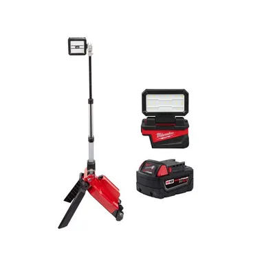 Milwaukee 2120-20-2359-20-48-11-1850, bundle: M18 ONE-KEY 18-Volt Lithium-Ion Cordless ROCKET Dual Pack Tower Light w/ Flood Light & 5.0 Ah Battery