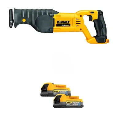DeWalt DCS380BWBP034-2, bundle: 20V MAX Lithium-Ion Cordless Reciprocating Saw with (2) 1.7 Ah 20V MAX POWERSTACK Compact Batteries