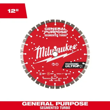 Milwaukee 49-93-7535, accessory: 12 in. Ultra Segmented General purpose Diamond Blade (photograph from the Home Depot listing)
