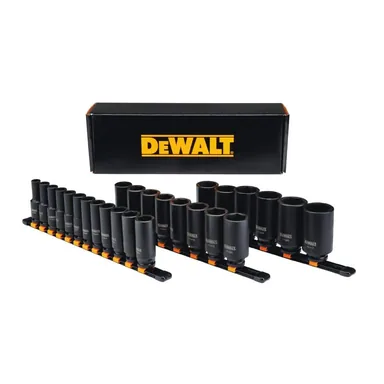 DeWalt DWMT19242, accessory: 1/2 in. Drive Metric Deep Impact Socket Set (26-Piece)