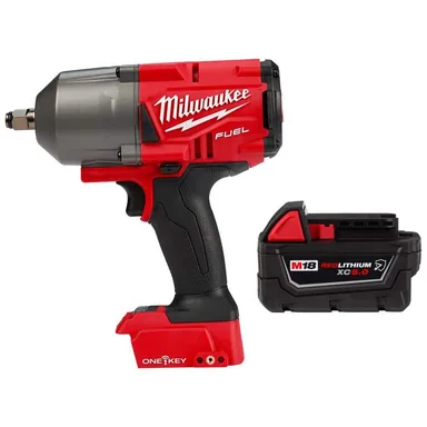 Milwaukee 2863-20-48-11-1850RXX, bundle: M18 FUEL ONE-KEY 18V Lithium-Ion Brushless Cordless 1/2 in. Impact Wrench w Friction Ring w/5.0 ah Resistant Battery