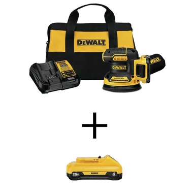 DeWalt DCW210D1WDCB240, bundle: 20V MAX XR Cordless Brushless 5 in. Random Orbital Sander with 20V 4.0Ah Compact Battery, 20V 2.0Ah Battery and Charger
