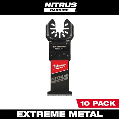 Milwaukee 49-25-1569, accessory: 1-3/8 in. Nitrus Carbide Universal Fit Extreme Metal Cutting Oscillating Multi-Tool Blade (10-Pack) (photograph from the Home Depot listing)