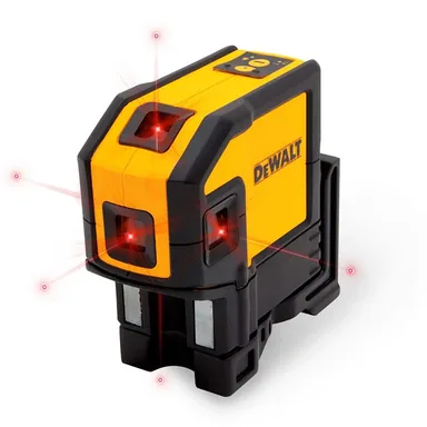DeWalt DW0851, standalone tool: 165 ft. Red Self-Leveling 5-Spot & Horizontal Line Laser Level with (3) AA Batteries & Case