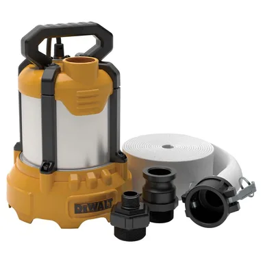 DeWalt DXWP61379, standalone tool: 1/3 HP Aluminum Submersible Utility Pump with Hose Kit