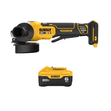 DeWalt DCG410BWDCB206, bundle: 20V Max XR Lithium-Ion Brushless Cordless 4-1/2 in.-5 in. Grinder with 20V Max 6.0Ah Battery