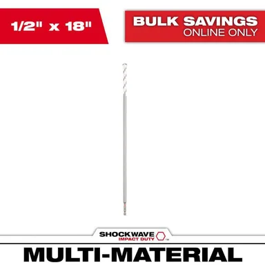Milwaukee 48-20-8866, accessory: 1/2 in. x 16 in. SHOCKWAVE Impact Duty Carbide Bellhanger Multi-Material Bit