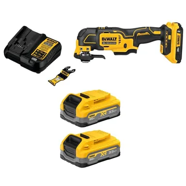 DeWalt DCS354D1WP320-2, bundle: Atomic 20V Max Cordless Brushless Oscillating Multi Tool with 2.0Ah Battery, (2) Powerstack 3.5 Ah Batteries and Charger
