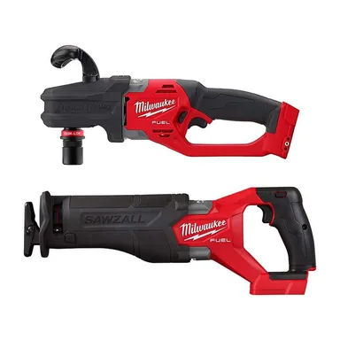 Milwaukee 2808-20-2821-20, bundle: M18 FUEL 18V Lithium-Ion Brushless Cordless Hole Hawg 7/16 in. Right Angle Drill with Reciprocating Saw