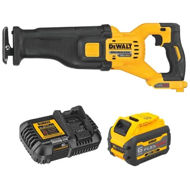 DeWalt DCS389BWDCB606C, bundle: FLEXVOLT 60V MAX Lithium-Ion Cordless Brushless Reciprocating Saw with FLEXVOLT 6. 0Ah Battery and 6 Amp Output Charger