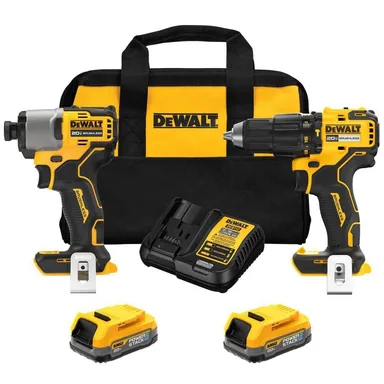 DeWalt DCK228E2, bundle: 20V MAX Lithium-Ion 2-Tool Cordless Brushless Combo Kit with (2) Powerstack 1. 7Ah Batteries and Charger (photograph from the Home Depot listing)