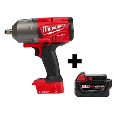 Milwaukee 2863-20-48-11-1850, bundle: M18 FUEL ONE-KEY 18V Lithium-Ion Brushless Cordless 1/2 in. Impact Wrench w/ Friction Ring, M18 5.0 Ah Battery