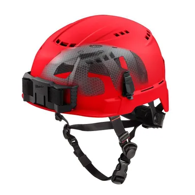 Milwaukee 48-73-1358, accessory: BOLT Red Type 2 Class C Vented Safety Helmet with IMPACT-ARMOR Liner (photograph from the Home Depot listing)