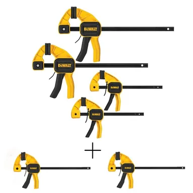 DeWalt DWHT83196W83191, accessory: Medium and Large Trigger Clamp (4 Pack) and 4.5 in. 35 lbs. Trigger Clamp with 1.5 in. Throat Depth (2 Pack)