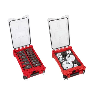 Milwaukee 49-66-6802-49-22-5606, bundle: SHOCKWAVE Impact-Duty 1/2 in. Drive SAE Deep Well Impact Socket Set & Hole Saw Set with PACKOUT Organizer (25-Piece)