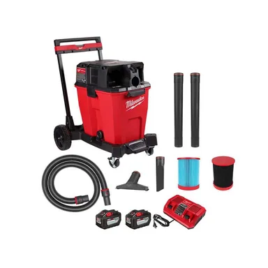 Milwaukee 0930-22HD-49-90-1990, bundle: M18 FUEL 12 Gallon Cordless DUAL-BATTERY Wet/Dry Shop Vac Kit W/12.0 Ah Battery, and Charger w/Large Foam Wet Filter