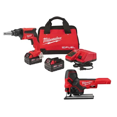 Milwaukee 2866-22-2737B-20, bundle: M18 FUEL 18V Lith-Ion Brushless Cordless Drywall Screw Gun Kit w/ (2) 5. 0Ah Batteries, Charger and Jig Saw