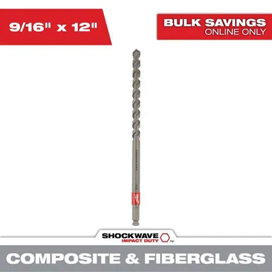 Milwaukee 48-13-7703, accessory: 9/16 in. x 12 in. Fiberglass Utility Auger Bit