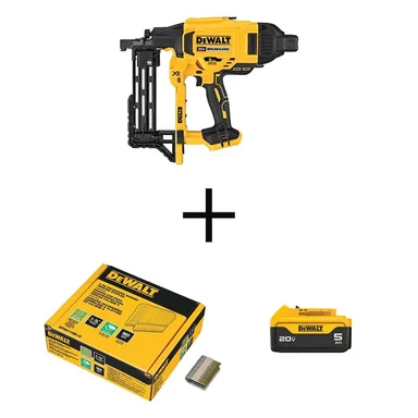 DeWalt DCFS950WB59175, bundle: 20V Maximum 9-Gauge Cordless Fencing Stapler w/1.75 in. x 9 GA Paper Tape Fencing Staples (960-per Box) and 5Ah Battery