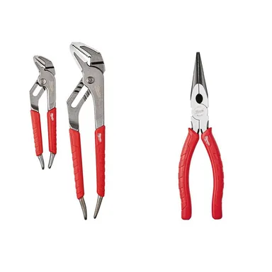 Milwaukee 48-22-6330-48-22-6101, bundle: 6 in. and 10 in. Comfort Grip Straight Jaw Pliers Set with 8 in. Comfort Grip Long Nose Pliers