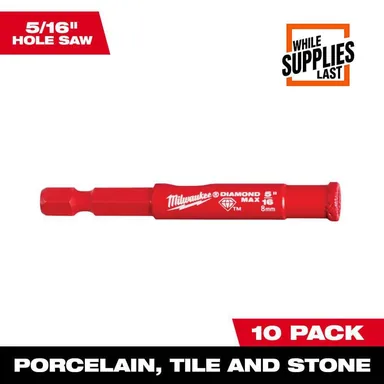 Milwaukee 49-56-0542, accessory: 5/16 in. Diamond Max Hole Saw (10-Pack)
