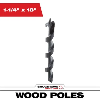 Milwaukee 48-13-6713, accessory: 1-1/4 in. x 18 in. Shockwave Lineman's Impact Auger Bit