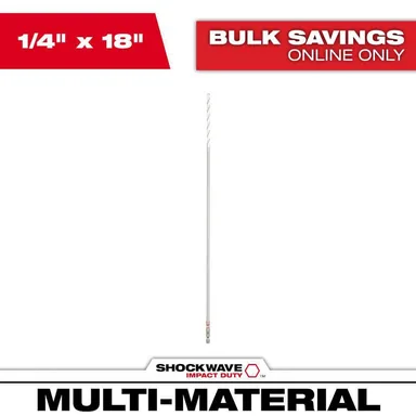 Milwaukee 48-20-8860, accessory: 1/4 in. x 18 in. SHOCKWAVE Impact Duty Carbide Bellhanger Multi-Material Bit