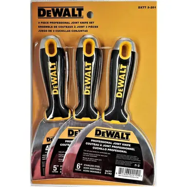 DeWalt DXTT-3-201, unpowered: 6 in. Stainless Steel Joint Knife Set - Soft Grip Handle