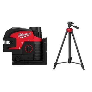 Milwaukee 3624-21-48-35-1411, bundle: M12 12-Volt Lithium-Ion Cordless Green Cross Line and 4-Points Laser Kit with 72 in. Adjustable Laser Level Tripod