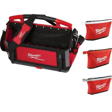 Milwaukee 48-22-8320-48-22-8193, bundle: 20 in. PACKOUT Tote with Zipper Tool Bags in Multi-Color (3-Pack)
