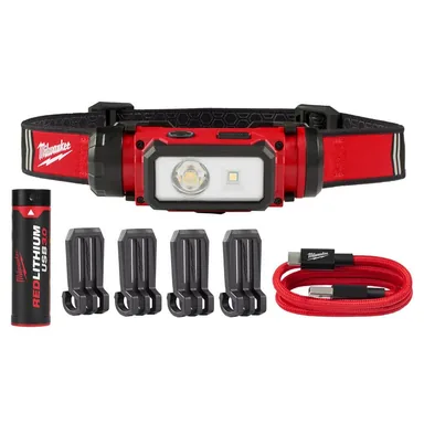 Milwaukee 2163-21-X5, kit: 600 Lumens LED REDLITHIUM Hard Hat Headlamp (5-Pack)