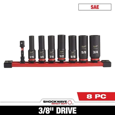 Milwaukee 49-66-7024, accessory: SHOCKWAVE Impact Duty 3/8 in. SAE Deep Impact Rated Socket Set (8-Piece)