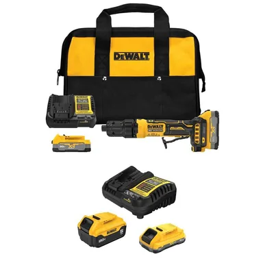 DeWalt DCG420E2W245-2C, bundle: ATOMIC 20V MAX Lithium-Ion Cordless Die Grinder Kit with 5 Ah, 4 Ah and (2) XR 1.7 Ah Batteries, (2) Chargers and Kitbag